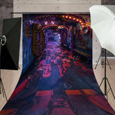 Aperturee - Aperturee Cyberpunk Graffiti Hallway Sweep Backdrop 80s Neon Arcade and Urban Floor Retro Party Photo Booth